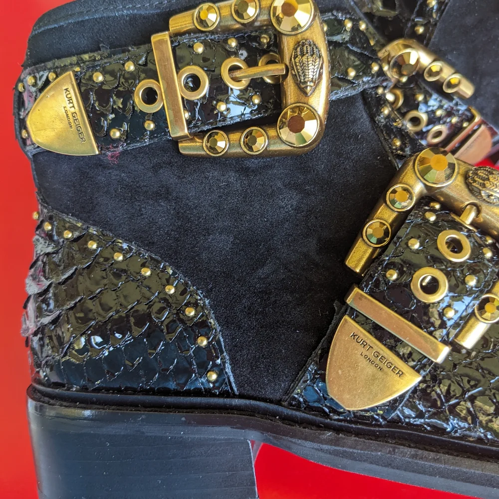 Kurt Geiger Black and Gold Women's Shoes. New In A Box.